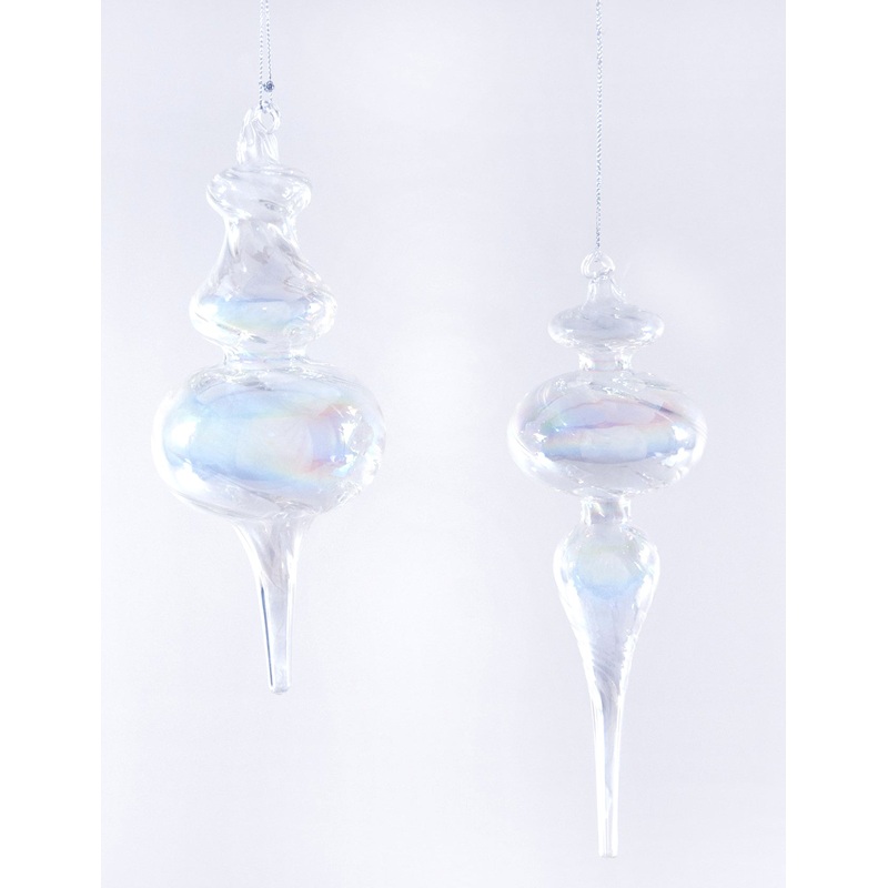 Swirl Glass Three Layer Finial Ornaments