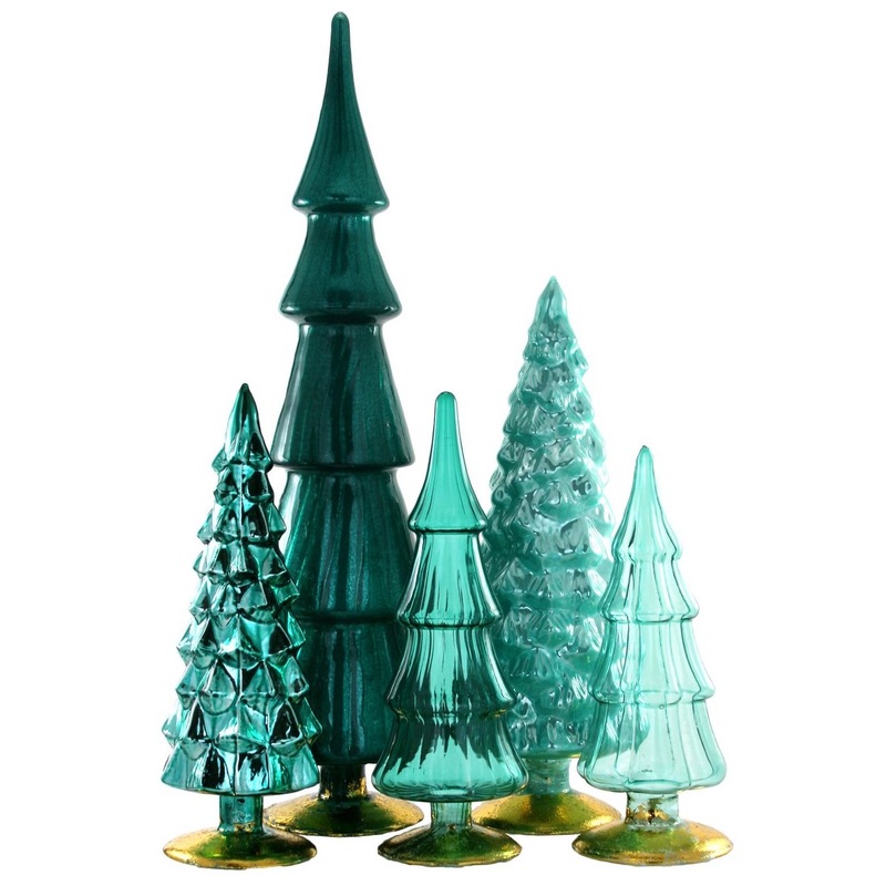 Teal Candy Glass Trees, Large