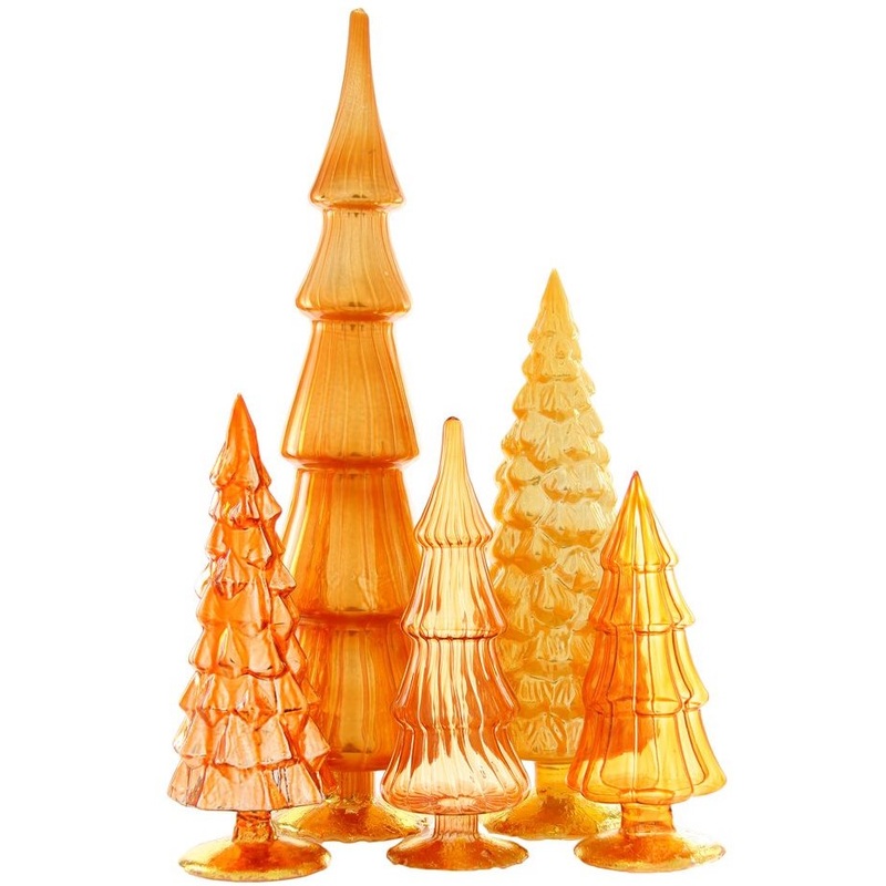 Yellow Orange Candy Glass Trees, Large