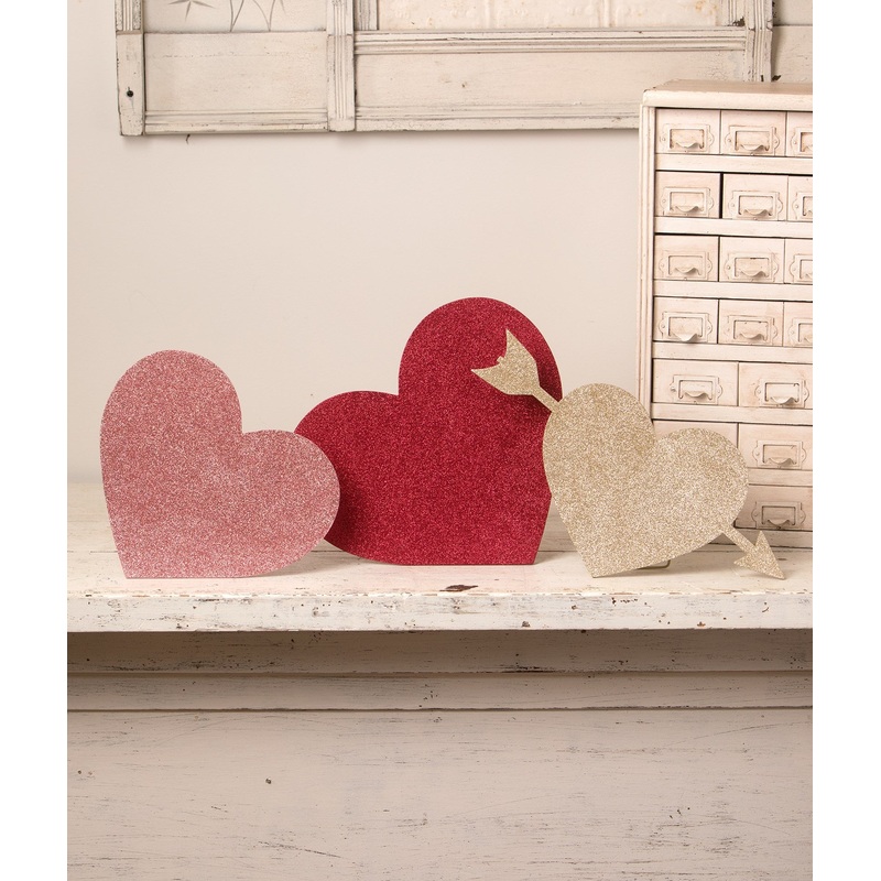 Valentine Glittered Standing Hearts