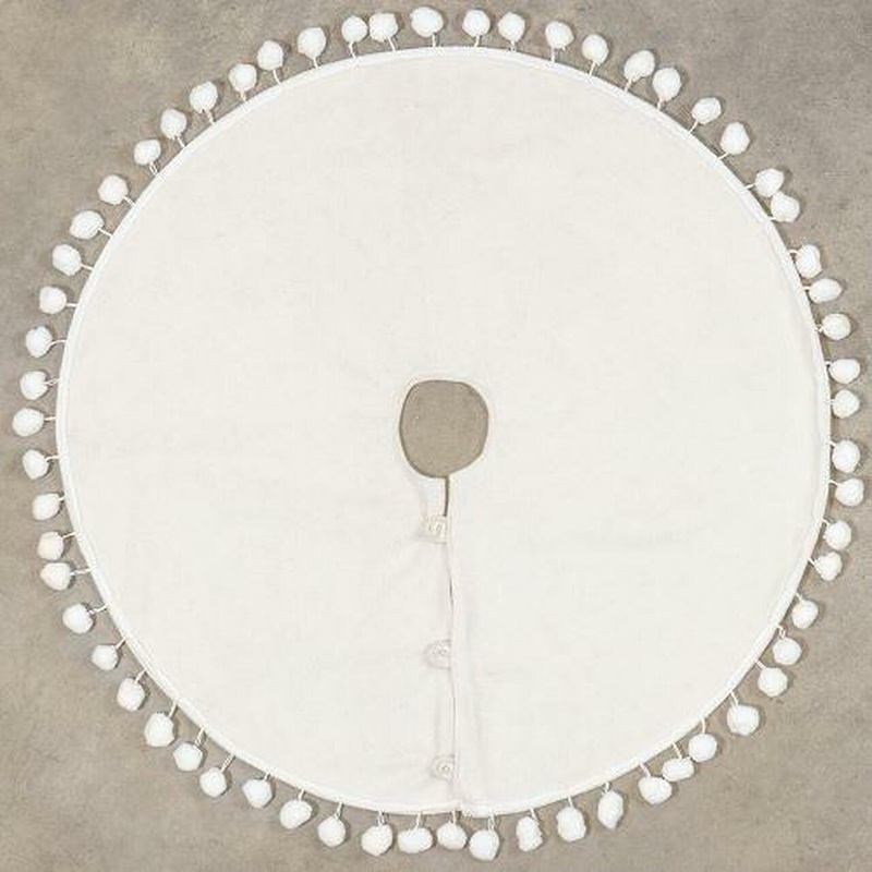 Winter White Tree Skirt with Pom Poms, 28