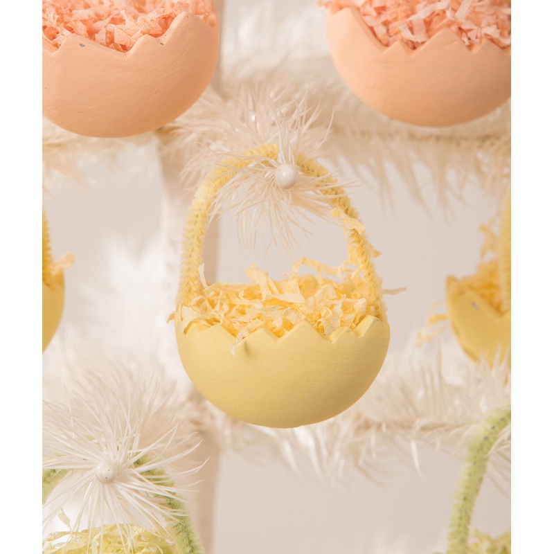 Yellow Cracked Egg Basket Ornaments, Set of 6