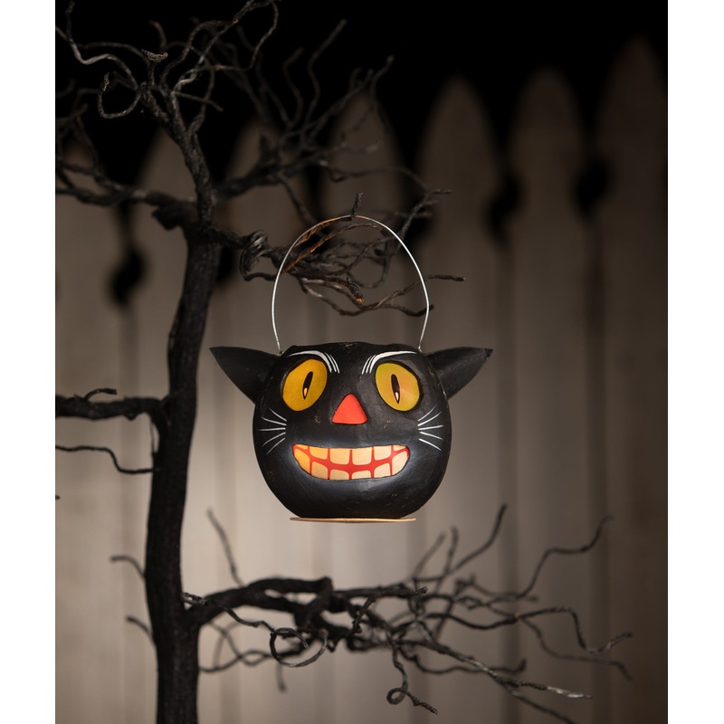 Vintage Cat Bucket, paper mache