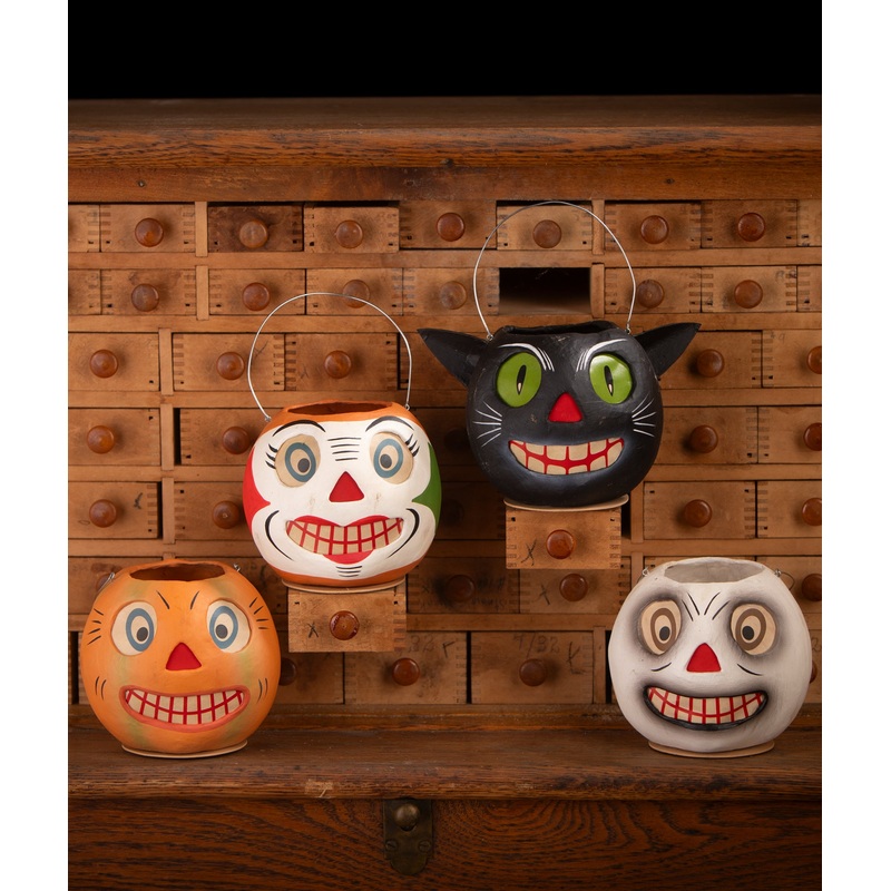 Vintage Halloween Buckets, paper mache