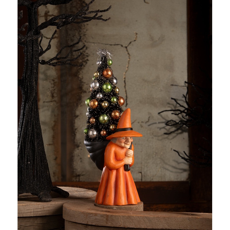 Vintage Witch Carrying Tree
