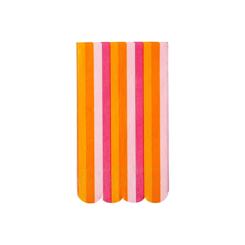 Pink and Orange Striped Paper Dinner Napkin