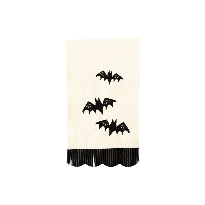 Spooky Sketches Bats Fringed Paper Dinner Napkin