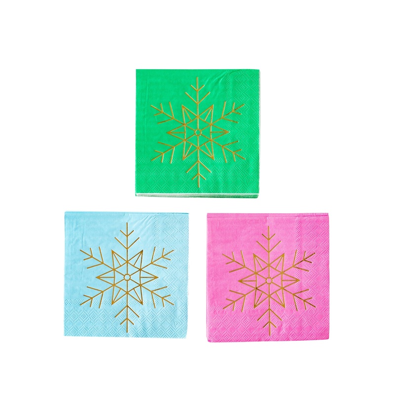Foiled Snowflake Paper Cocktail Napkin Set
