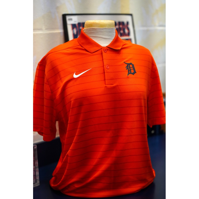 Detroit Tigers Men’s AC Striped Polo- Orange