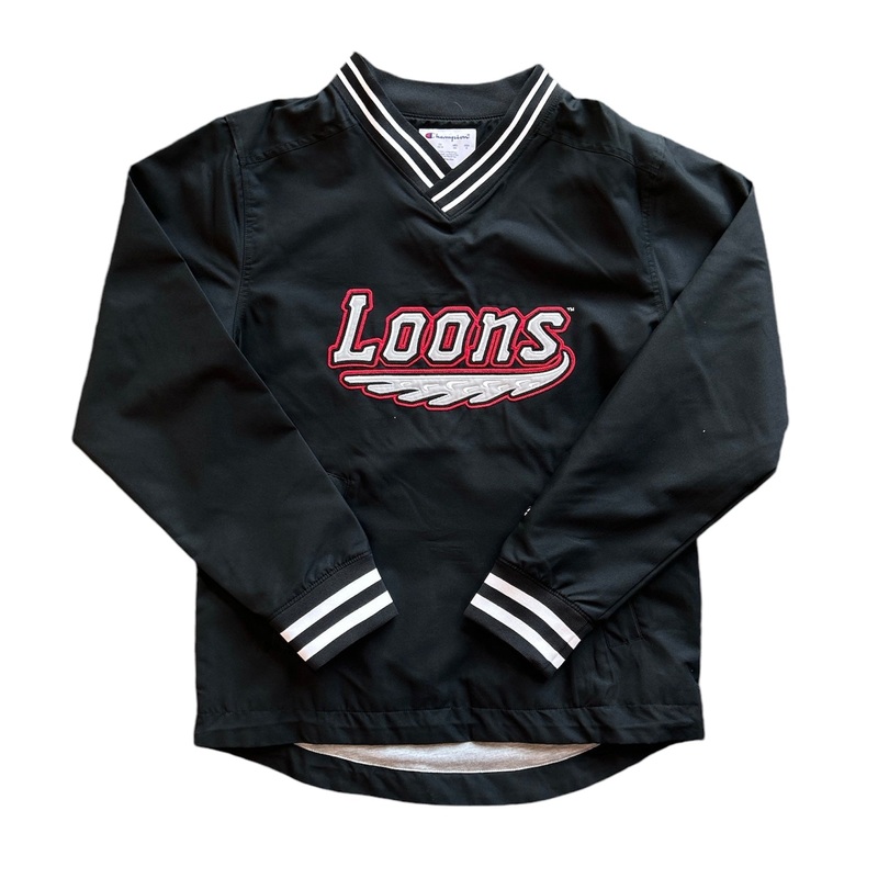 Great Lakes Loons Champion Black Wordmark Pullover Windbreaker