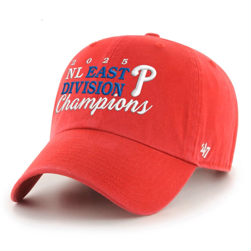 ’47 Philadelphia Phillies Red 2025 NL East Division Champions Clean Up Adjustable Hat