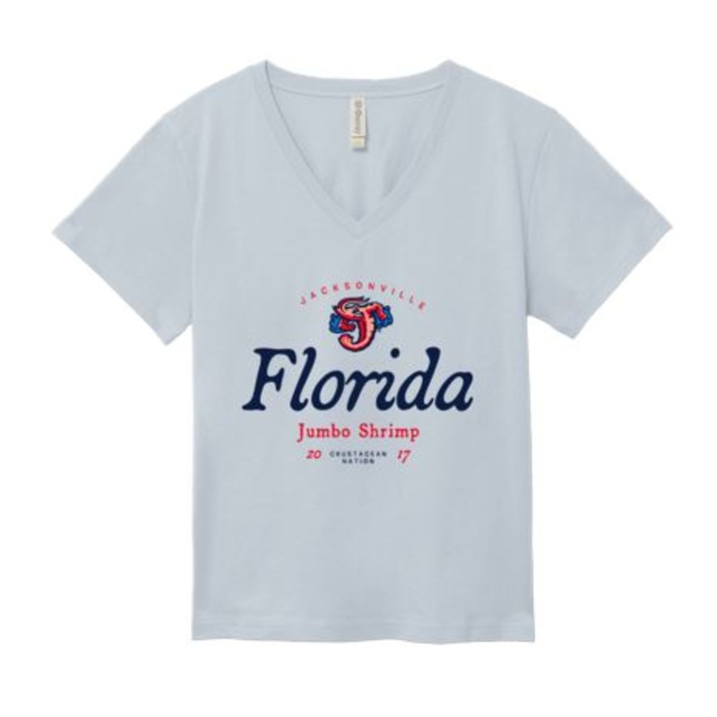 Jacksonville Jumbo Shrimp Ouray Ladies Blue Fog V-Neck Tee