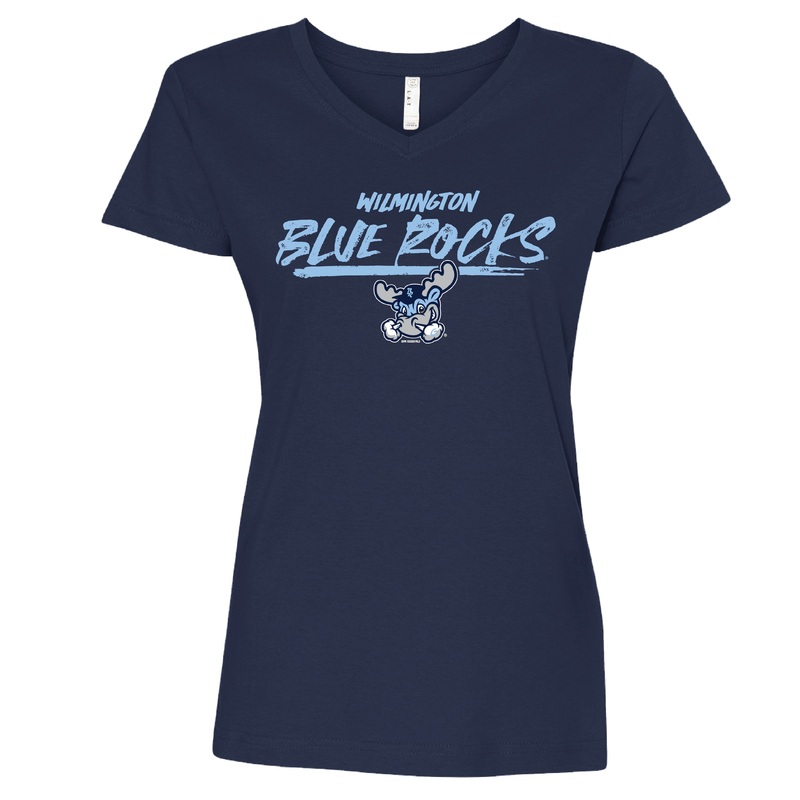 Ladies Navy V-Neck Brush Tee|Small|Medium|Large|XL|2X|3X
