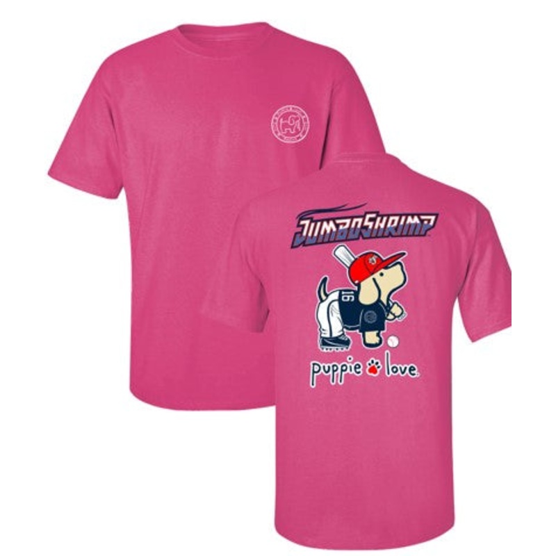 Jacksonville Jumbo Shrimp Puppie Love Hot Pink Baseball Pup Tee