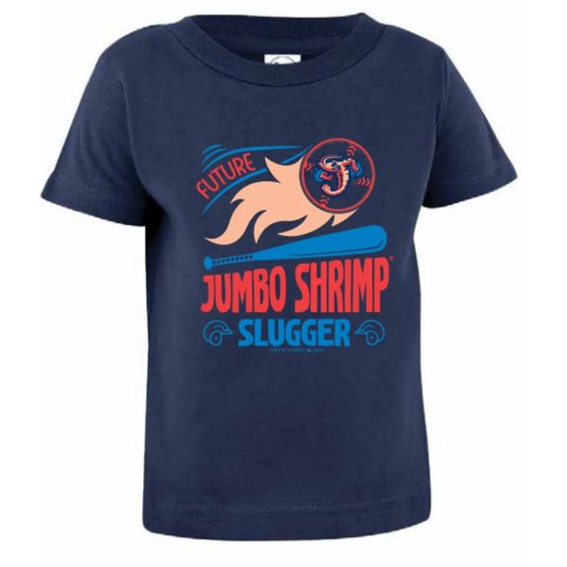 Jacksonville Jumbo Shrimp Soft As A Grape Navy Future Slugger Infant Tee