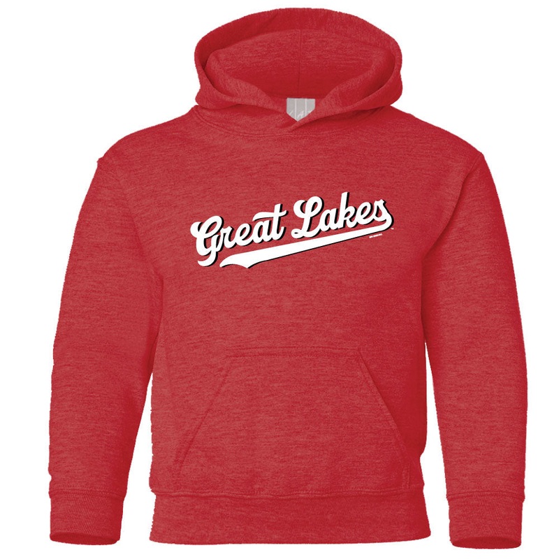 Great Lakes Loons Bimm Ridder Vintage Red Script Hoodie – Youth
