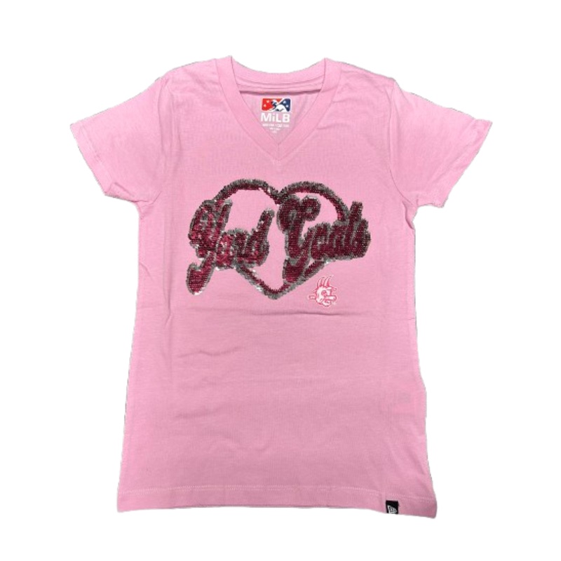 Hartford Yard Goats New Era Girls Youth Heart Flip Sequins Tee