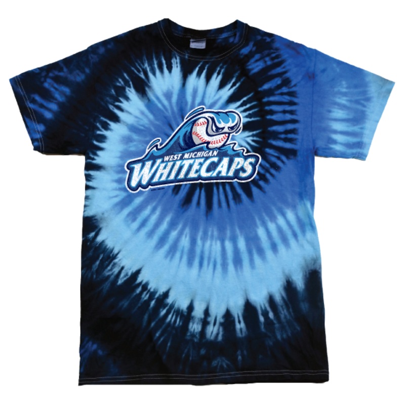 West Michigan Whitecaps Youth Primary Distressed Blue Ocean Tie-Dye Tee
