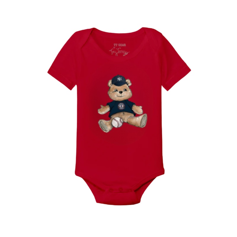 Indianapolis Indians Infant Tiny Turnip Red Teddy Bear Snapper Bodysuit