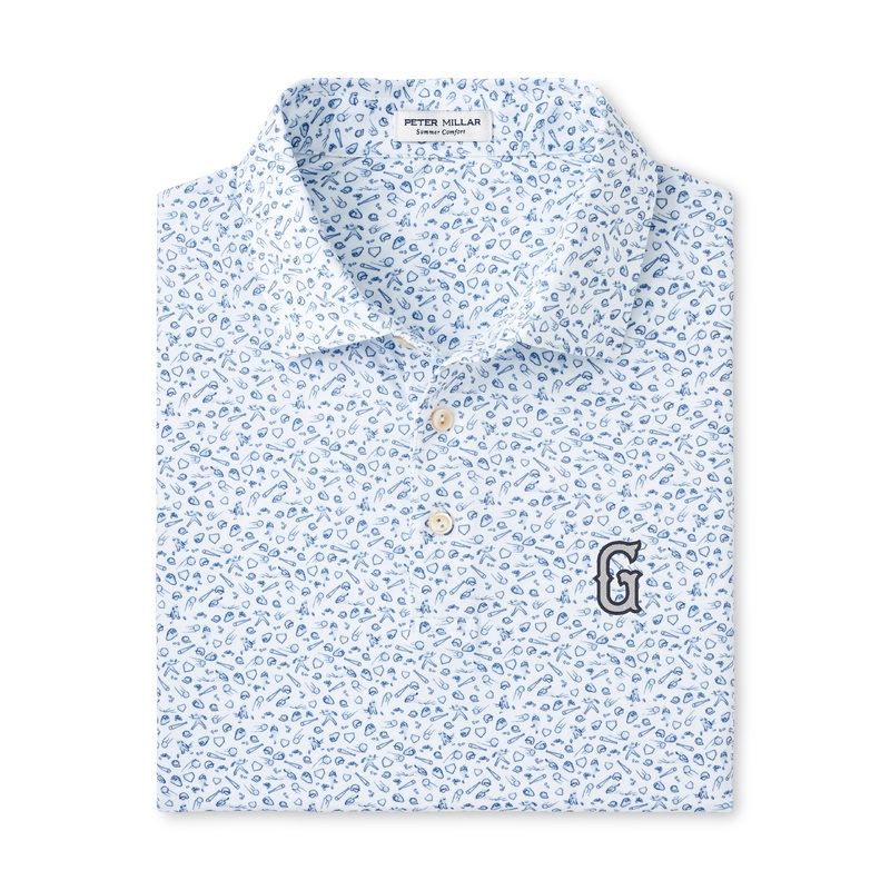Greenville Drive Peter Millar G Logo White Batter Up Polo