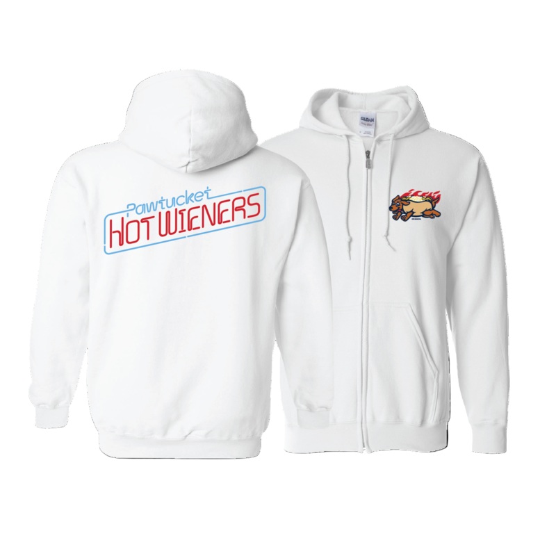 Pawtucket Hot Wieners White Full Zip Hood