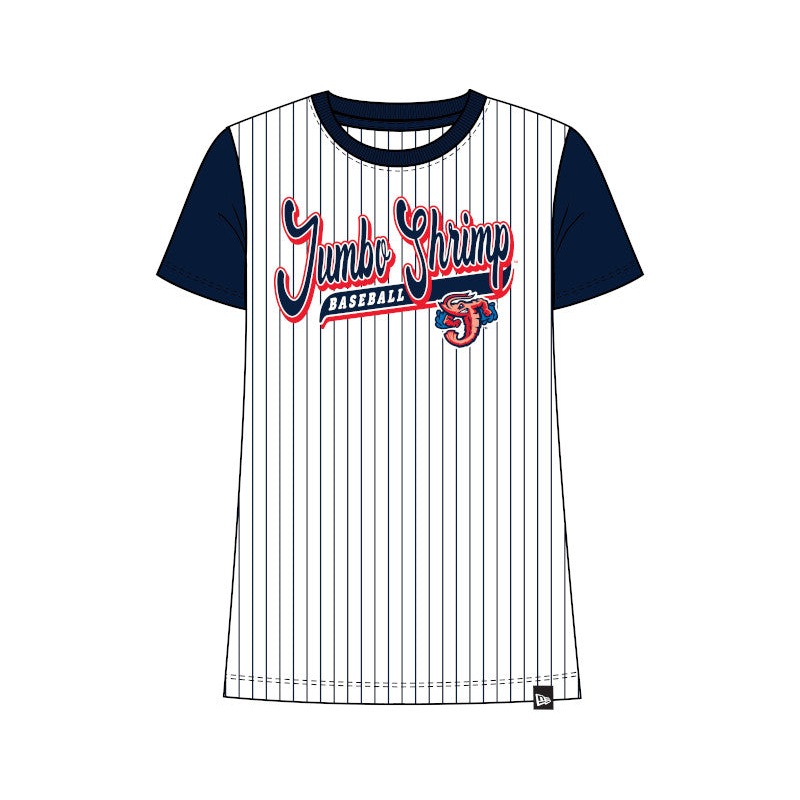 Jacksonville Jumbo Shrimp New Era Ladies Pinstripe Raglan Tee