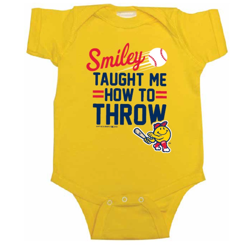 Worcester Red Sox Soft as a Grape Yellow Smiley Throw Onesie