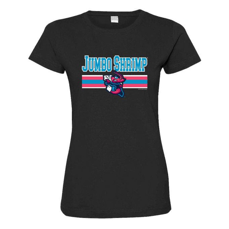 Jacksonville Jumbo Shrimp Soft As A Grape Ladies Black Vice Crew Tee