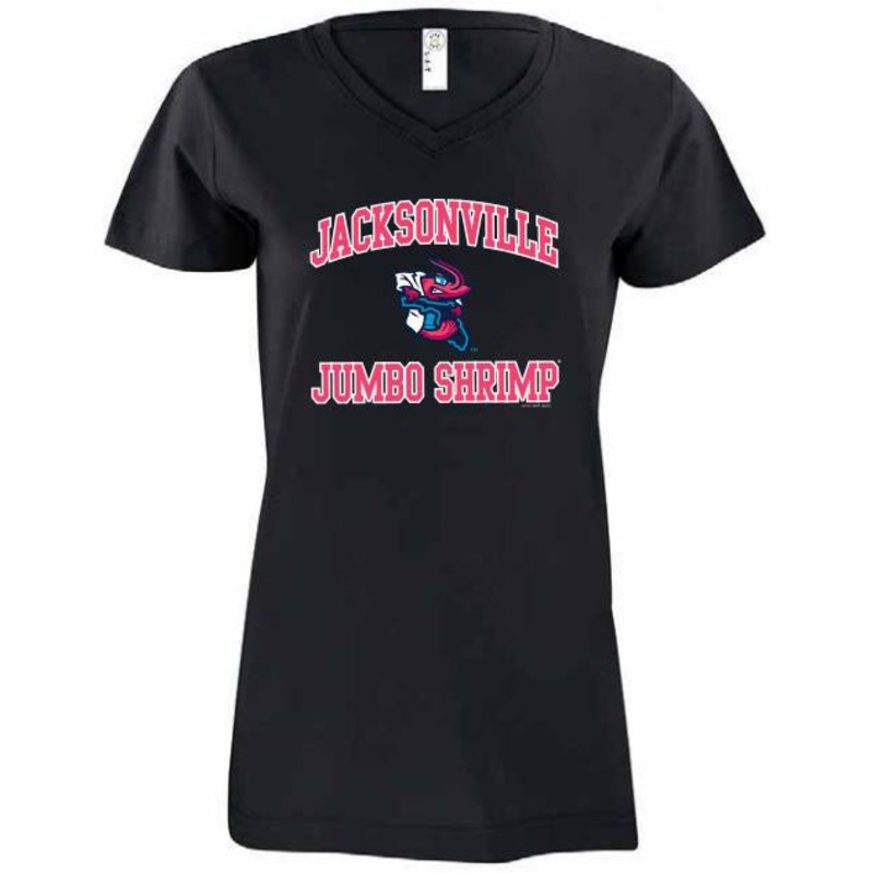 Jacksonville Jumbo Shrimp Soft As A Grape Ladies Black Vice V-Neck Tee