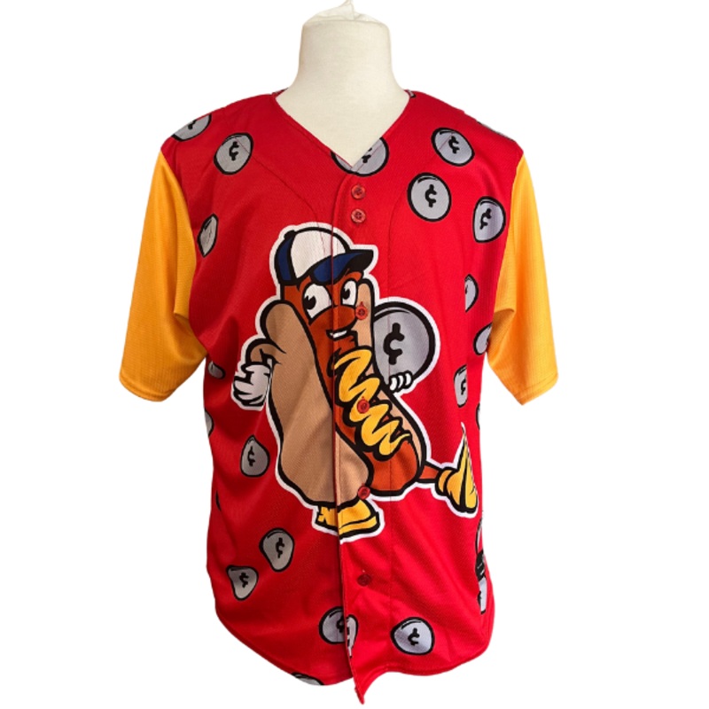 $0.25 Hot Dog Replica Jersey|Small|Medium|Large|X-Large|2XL|3XL|No|Yes (+$20)