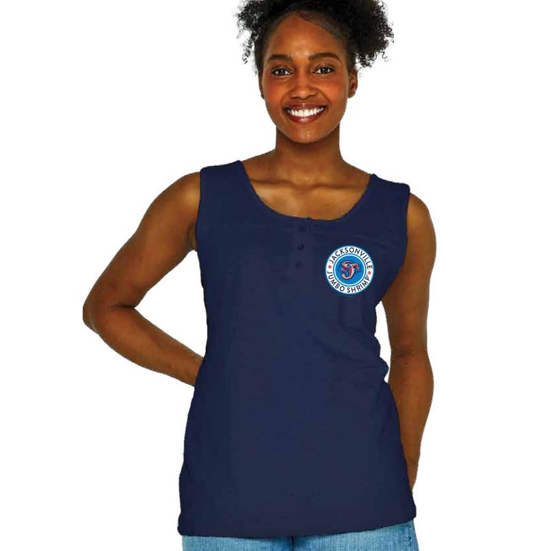 Jacksonville Jumbo Shrimp Soft As A Grape Navy Henley Tank