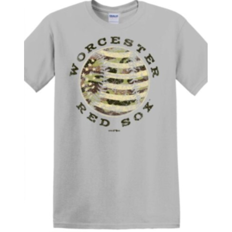 Worcester Red Sox Grey Camo Flag Baseball Tee
