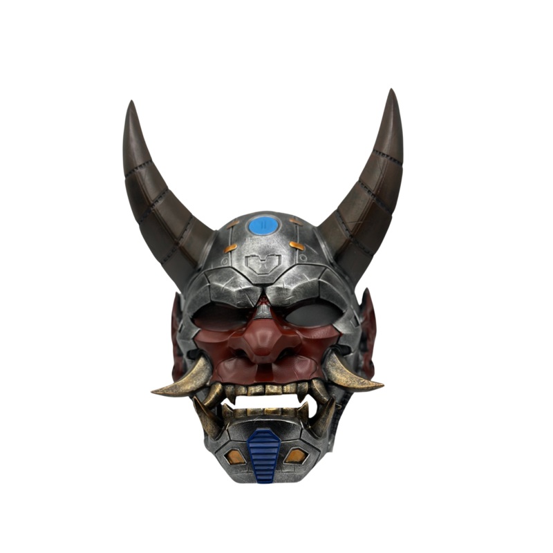 Wearable Japanese Oni Mask  Handcrafted Resin Demon Mask in Mechanical Style  Samurai mask