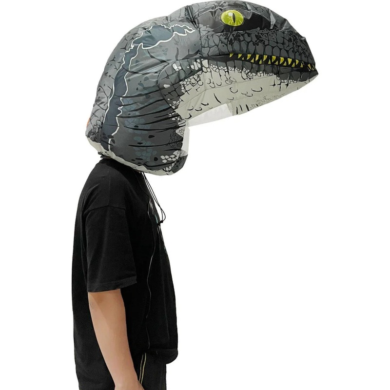 Inflatable Realistic Velociraptor Dinosaur Bobble Head Mask | 1 ct