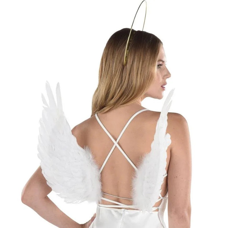 Adult White Feather Floating Angel Wings | 1 ct