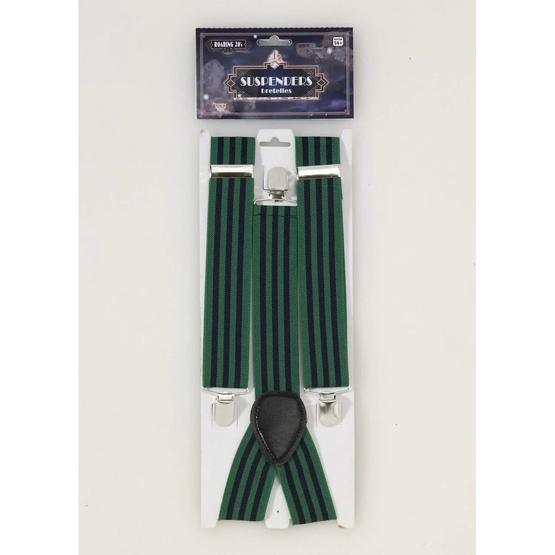 Roaring 20’s Suspenders Green/Blue Striped | 1ct