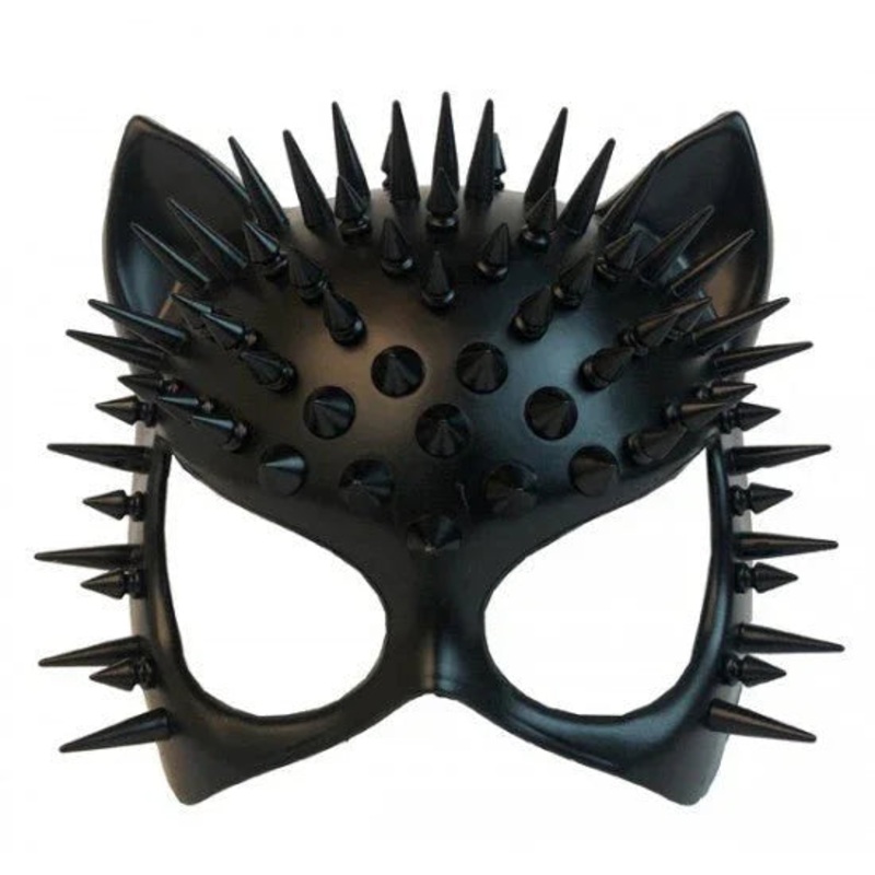 Adult Black Cat Mask With Spikes | 1 ct