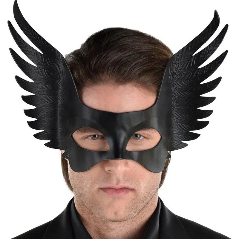 Adult Black Winged Faux Leather Half Mask | 1 ct