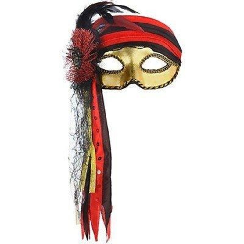 Pirate Mask W/Feather & Ribbon | 1ct