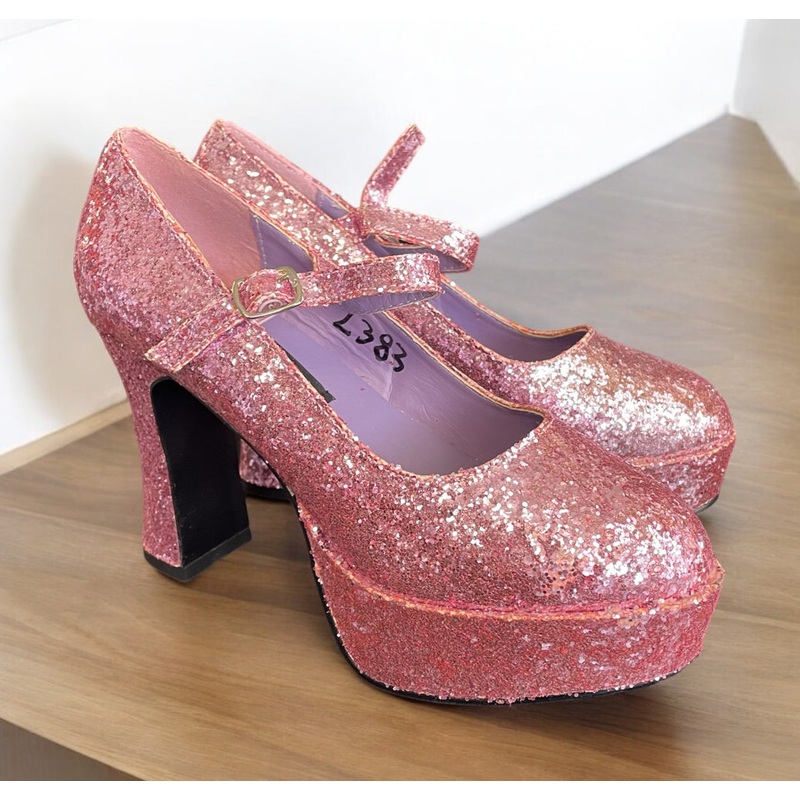 SHOE RENTAL – Z383 Pink Glitter Mary Janes Size 6