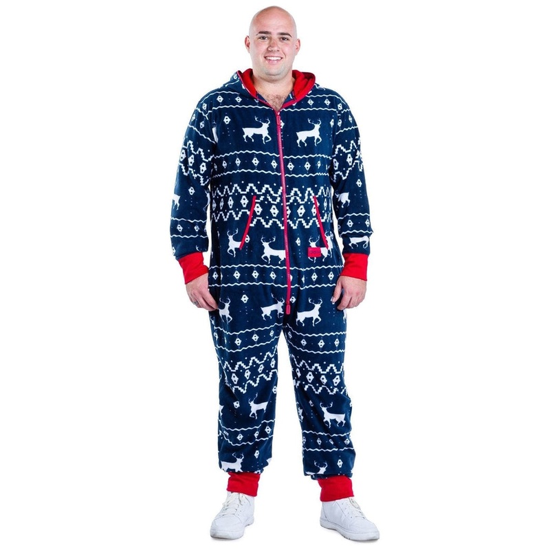 Men’s Blue Reindeer Big and Tall Jumpsuit