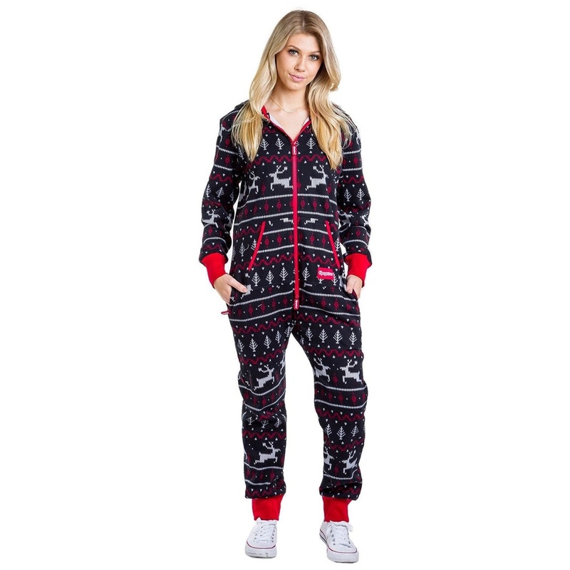 Women’s Black and Red Fair Isle Jumpsuit