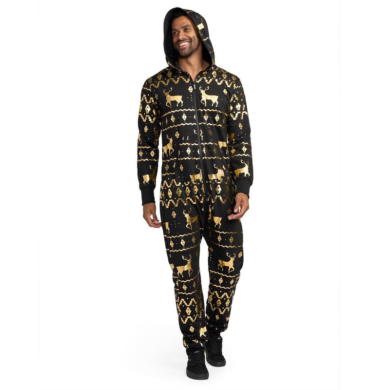 Men’s Gold Foil Fair Isle Reindeer Jumpsuit
