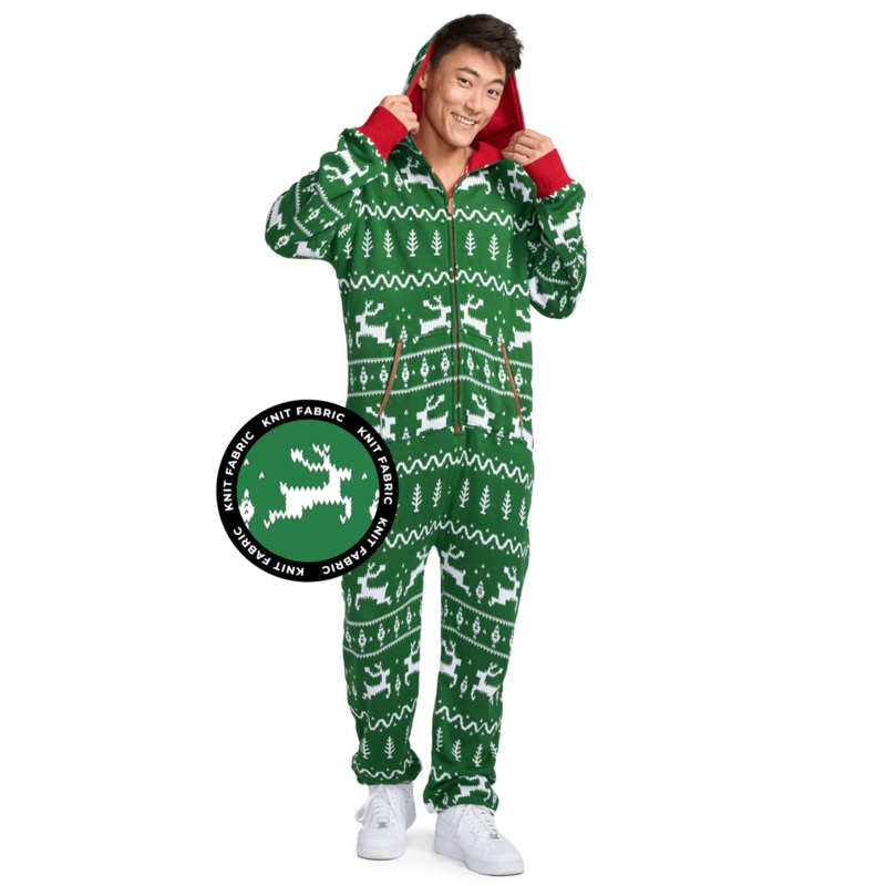 Men’s Green Fair Isle Knit Jumpsuit