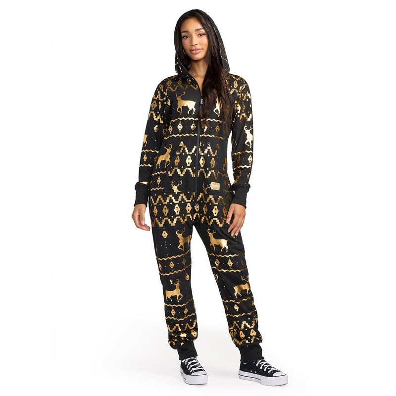 Women’s Gold Foil Fair Isle Reindeer Jumpsuit