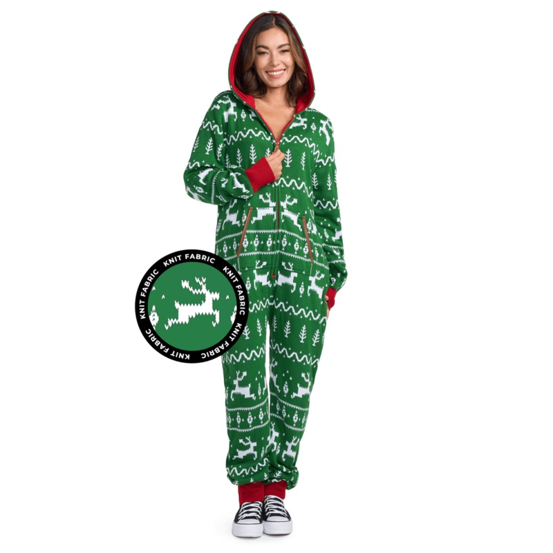 Women’s Green Fair Isle Knit Jumpsuit