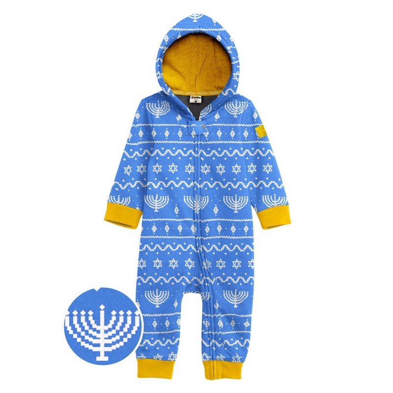 Baby Girl’s Blue Hanukkah Jumpsuit