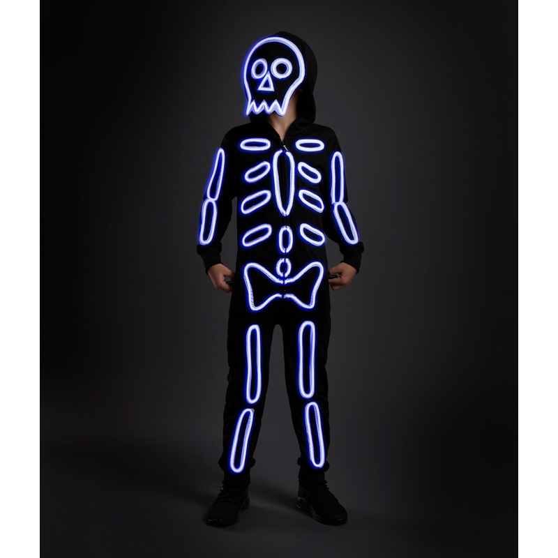 Boy’s Neon LED Light Up Skeleton Costume