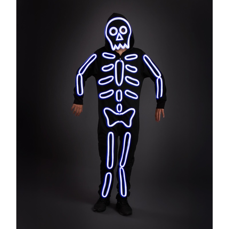 Girl’s Neon LED Light Up Skeleton Costume