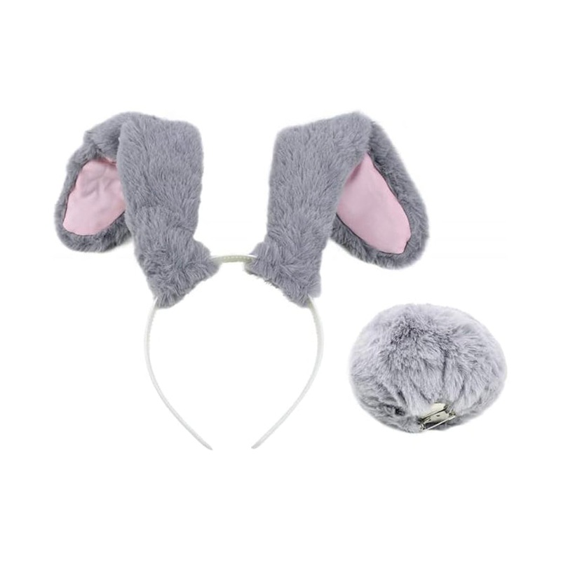 Women Judy Hopps Cosplay Bunny Ears Headband and Tails